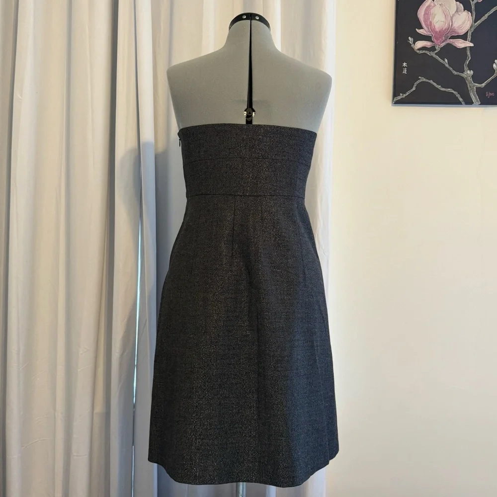 Theory Mica Conie Strapless Shimmer Wool Blend Cocktail Dress Women’s 12 - Picture 3 of 11